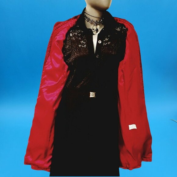 Vintage Red Velvet Textured Coat Jacket Mercedes New York Sz 14 USA Made Y2K - Picture 8 of 10